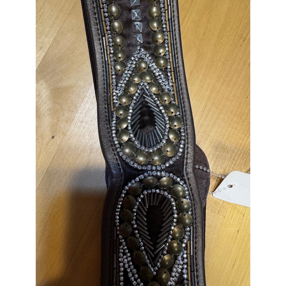 La Faye Embellished Wide Elastic Waist Belt Studded Rhinestone M